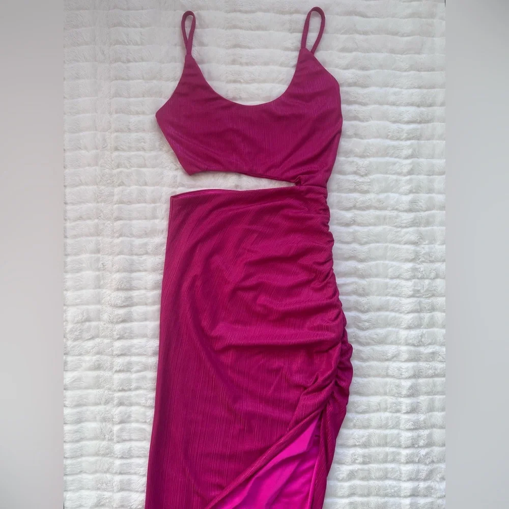 Hot Pink Cut Out Dress - Picture 6 of 12